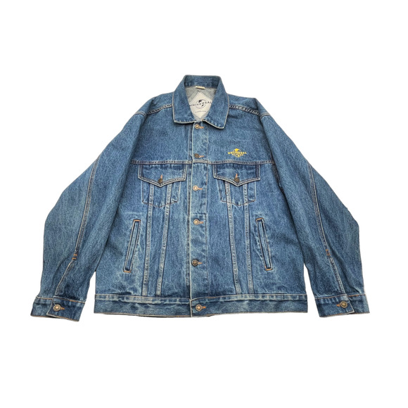 Vintage Universal Studios Men's Size L Embordered Button Up Demin Jacket - Picture 2 of 9